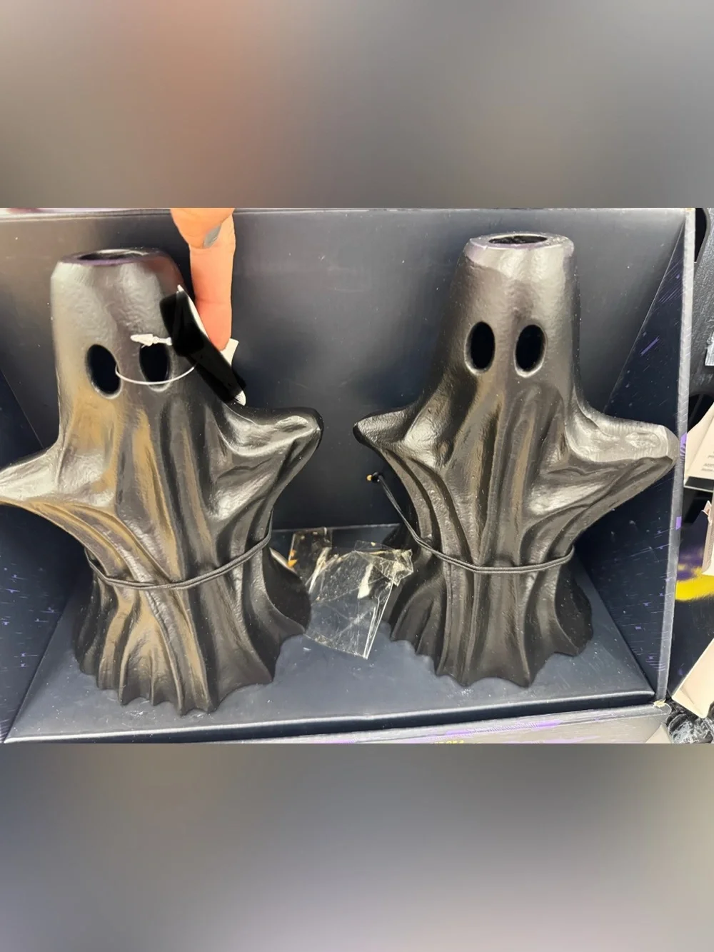 Pair of Black Ghost Candle Holders